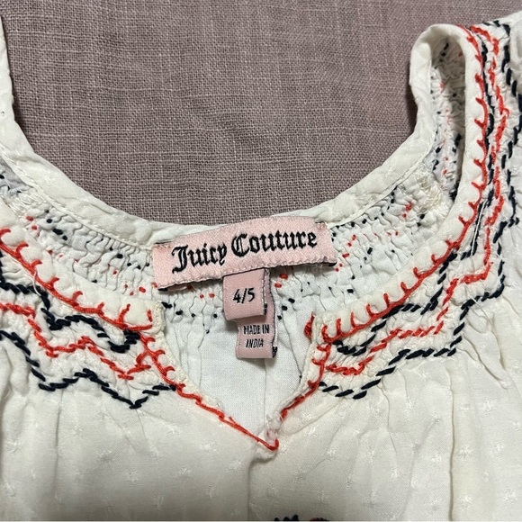 Juicy Couture Embroidered White and Red Kids Dress Size 4/5 elastic waist - Picture 5 of 6